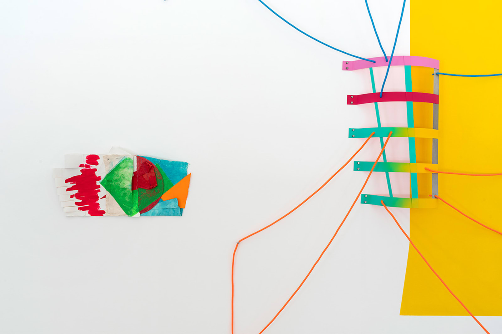 Jessica Stockholder – What is Normal. Installation view at Galleria Raffaella Cortese, via A. Stradella 1, Milan, 2021. Photo: Lorenzo Palmieri.